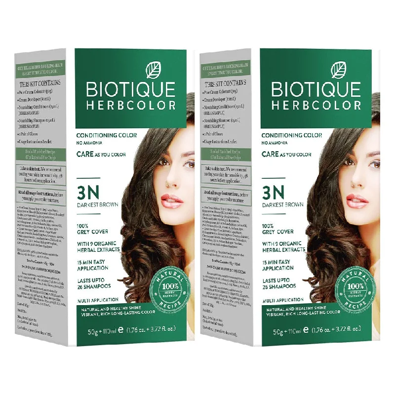 Wave perm solution-Pack of 2 Herbcolor 3N Darkest Brown 50 Gm +110 Ml