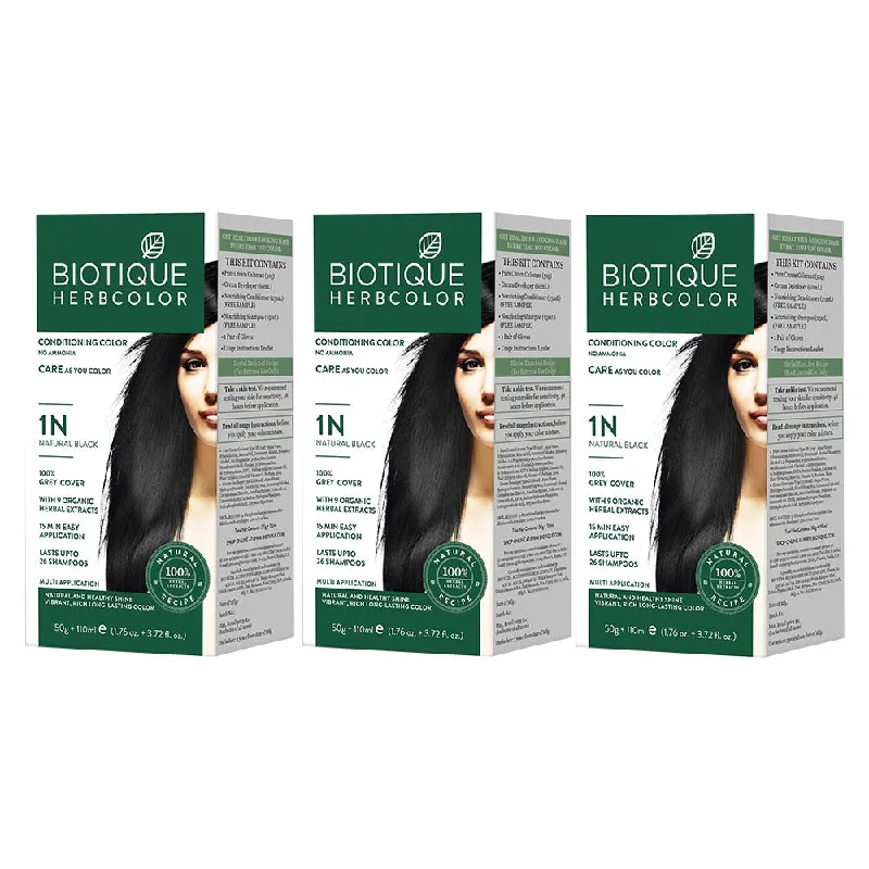 Static reducing spray-Pack of 3 Herbcolor 1N Natural Black 50 Gm +110 Ml