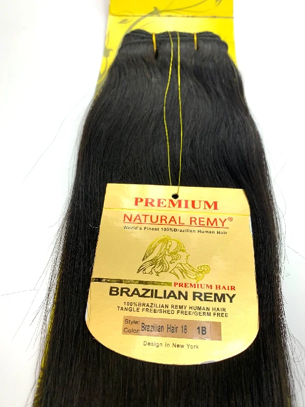 Shaping mist-WEFT.PREMIUM NATURAL REMY 100% BRAZILIAN HUMAN HAIR TANGLE FREE/SHED FREE/GERM FREE .18.INCH # 1B