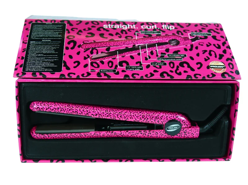 Defining cream-Proliss Infusion Hot Pink Leopard 1.25" Ceramic Hair Flat Iron Straightener