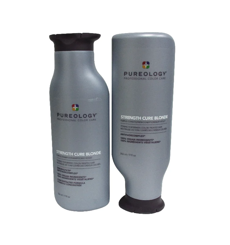 Curl reviving lotion-Pureology Strength Cure Blonde Purple Shampoo and Conditioner 9 oz Duo