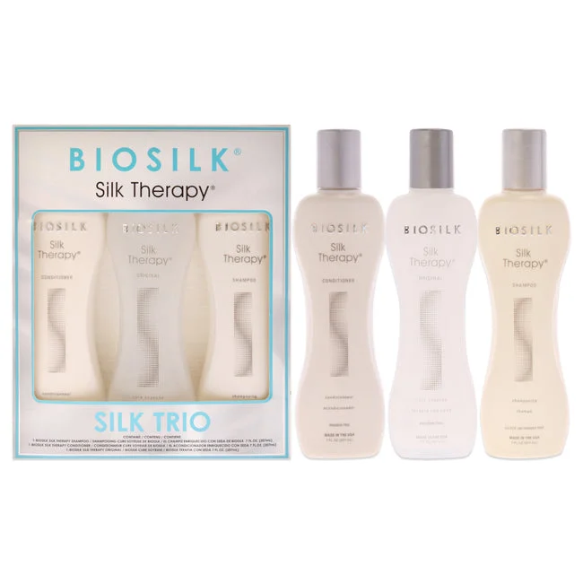 Fixing lotion-BioSilk Silk Therapy Trio by Biosilk for Unisex - 3 Pc Set 7oz Silk Therapy Shampoo, 7oz Silk Therapy Conditioner, 7oz and Silk Therapy Original