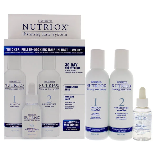 Strengthening lotion-Nutri-Ox Noticeably Thin Normal Hair Starter Kit by Nutri-Ox for Unisex - 3 Pc Gift Set 6oz Shampoo Normal, 6oz Conditioner Normal, 1.5oz Treatment for First Signs Noticeably Thin Normal