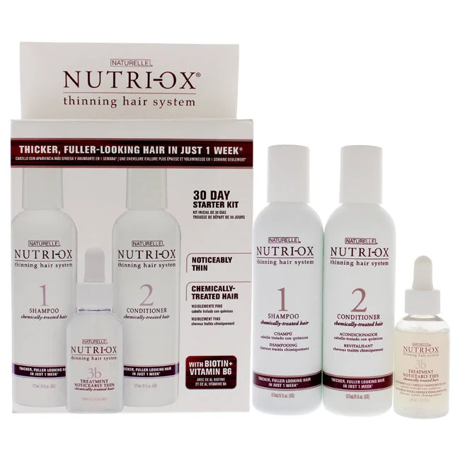 Luster cream-Nutri-Ox Extremely Thin Chemically Treated Hair Starter Kit by Nutri-Ox for Unisex - 3 Pc Gift Set 6oz Shampoo Chemically-Treated, 6oz Conditioner Chemically-Treated, 1.5oz Treatment for First Signs Noticeably Thin Chemically-Treated