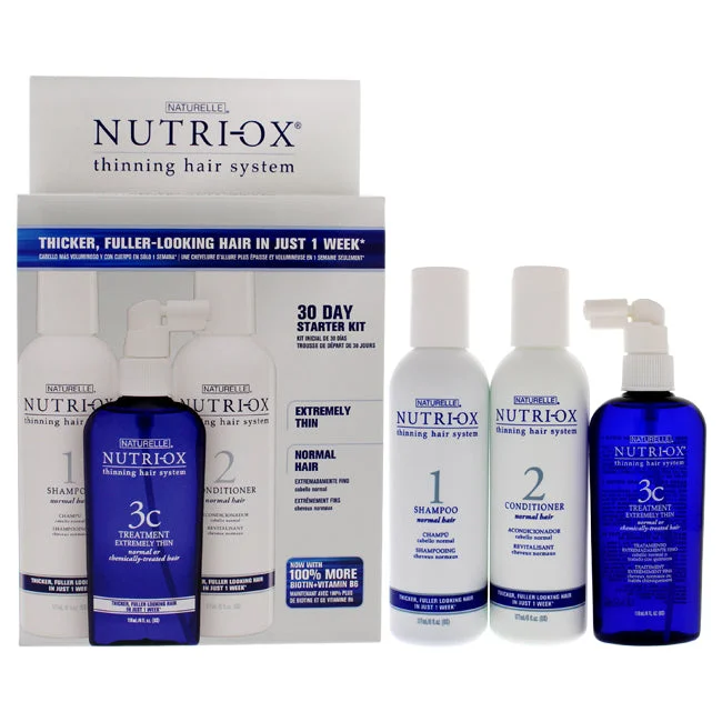 Fixing cream-Nutri-Ox Extremely Thin Normal Hair Starter Kit by Nutri-Ox for Unisex - 3 Pc Gift Set 6oz Shampoo Normal, 6oz Conditioner Normal, 4oz Treatment for Extremely Thin Normal and Chemically-Treated