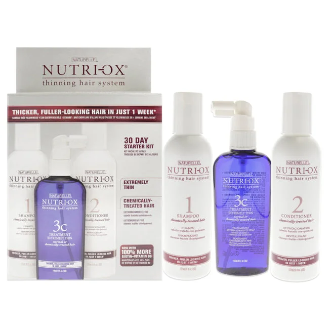 Restoring balm-Nutri-Ox Extremely Thin Chemically Treated Hair Starter Kit by Nutri-Ox for Unisex - 3 Pc Gift Set 6oz Shampoo Chemically-Treated, 6oz Conditioner Chemically-Treated, 4oz Treatment for First Signs Noticeably Thin Chemically-Treated