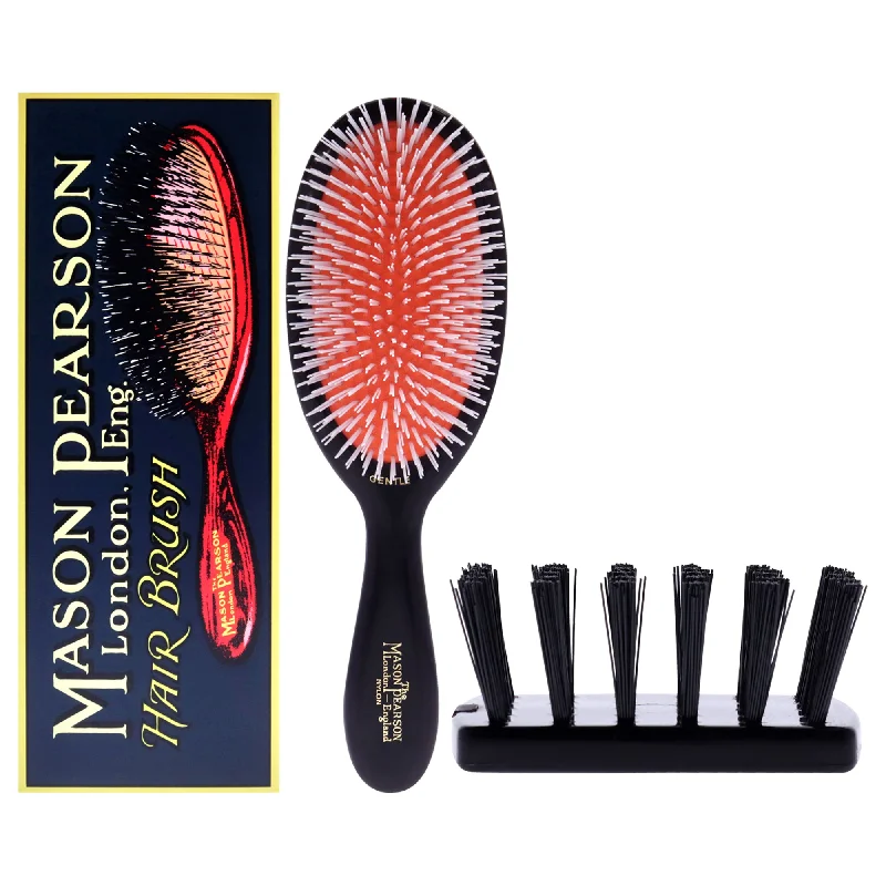 Mason Pearson Pocket Gentle Nylon Brush - NG2 Dark Ruby by Mason Pearson for Unisex - 2 Pc Hair Brush, Cleaning Brush