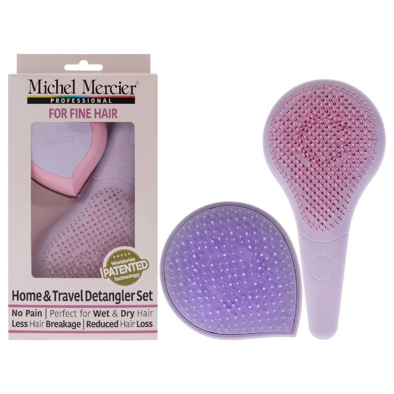 Michel Mercier Home and Travel Detangler Set - Fine Hair by Michel Mercier for Unisex - 2 Pc The Classic Detangler Brush, The Travel Detangler Brush