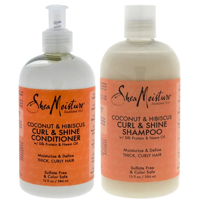 Density spray-Shea Moisture Coconut and Hibiscus Curl and Shine Duo by Shea Moisture for Unisex - 13 oz Shampoo and Conditioner