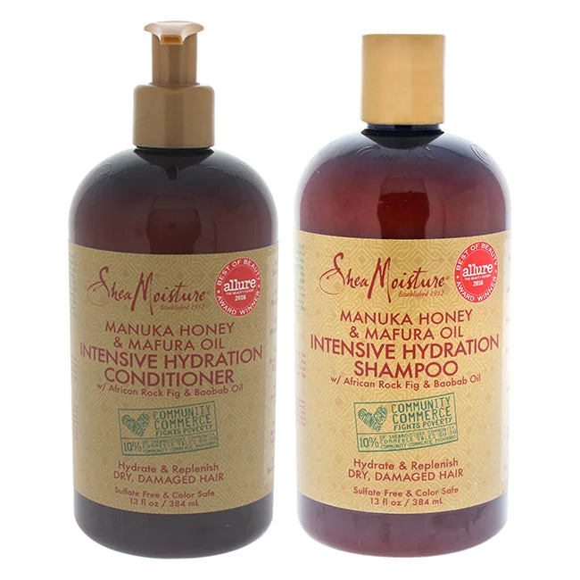 Humidity taming cream-Shea Moisture Manuka Honey and Mafura Oil Intensive Hydration Kit by Shea Moisture for Unisex - 2 Pc Kit 13oz Shampoo, 13oz Conditioner