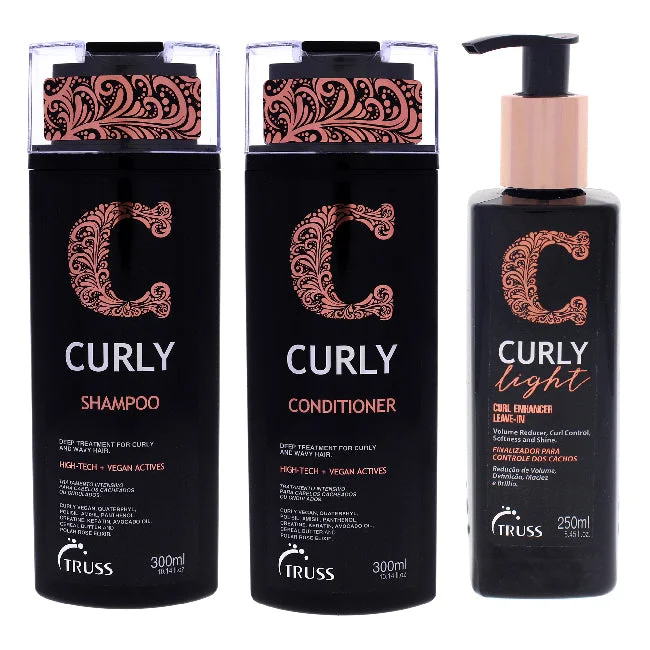 Scalp nourishing lotion-Truss Curly Shampoo and Conditioner and Light Cream Kit by Truss for Unisex - 3 Pc Kit 10.14 oz Shampoo, 10.14 oz Conditioner, 8.45 oz Light Leave-In Cream