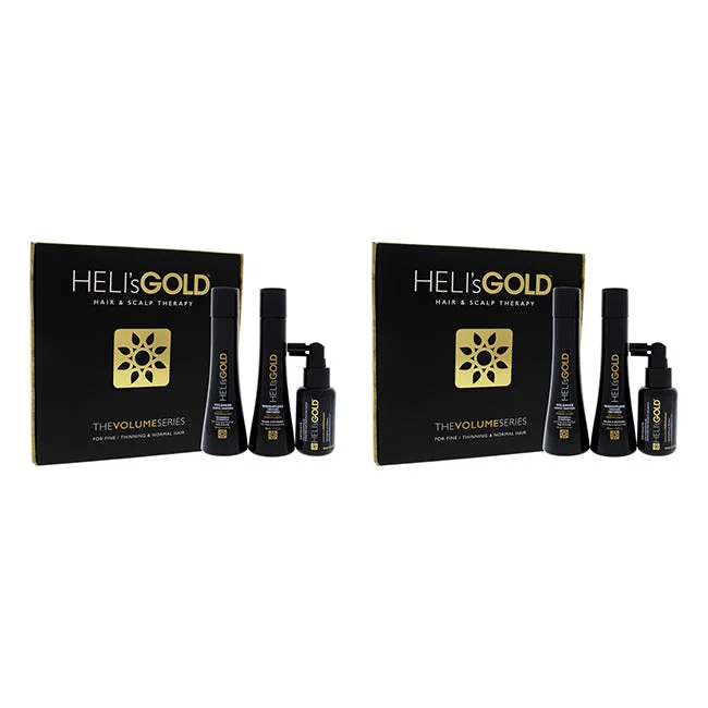 Fixing lotion-Helis Gold Volume Series Travel Kit by Helis Gold for Unisex - 3 Pc 3.3oz Weightless Conditioner, 3.3oz Volumize Shampoo, 1.7oz Antidote Scalp and Hair Revitalizer - Pack of 2