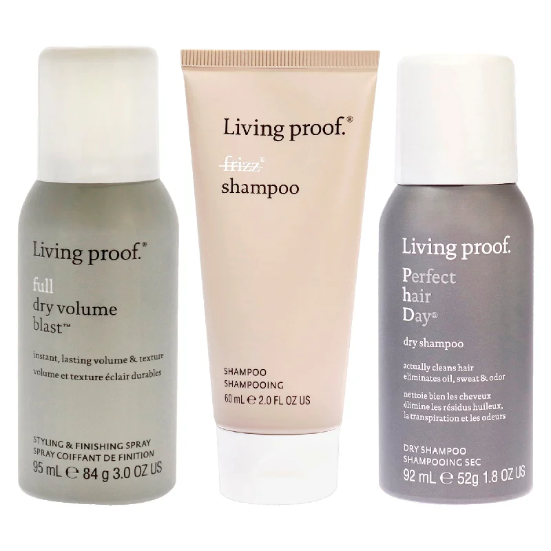 Reviving serum-Living Proof Full Dry Volume Blast and Perfect Hair Day Dry Shampoo No Frizz Kit by Living Proof for Unisex - 3 Pc Kit 3oz Hair Spray, 2oz Shampoo, 1.8oz Dry Shampoo