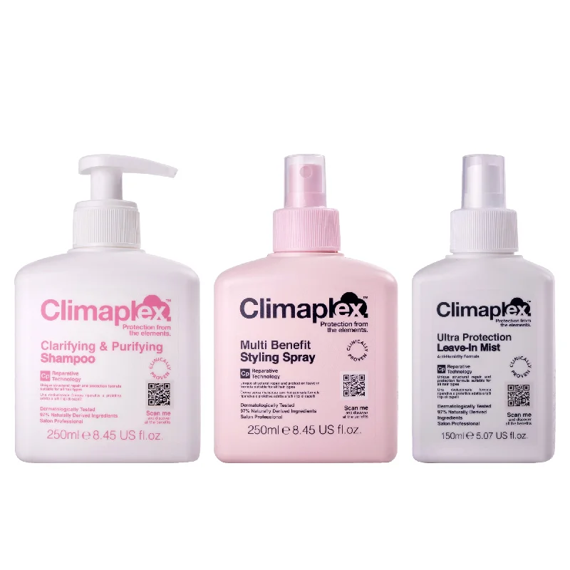 Detox cream-Climaplex Climaplex Clarifying and Purifying Shampoo, Multi Benefit Styling Spray and Climaplex Ultra Protection Leave-In Mist Kit by Climaplex for Unisex - 3 Pc Kit 8.45 oz Shampoo, 8.45oz Spray, 5.07oz Mist