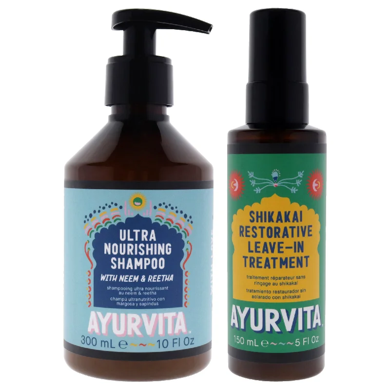 Thinning control cream-AyurVita Neem and Reetha Ultra Nourishing Shampoo with Shikakai Restorative Leave In Treatment Kit by AyurVita for Unisex - 2 Pc Kit 10oz Shampoo, 5oz Treatment