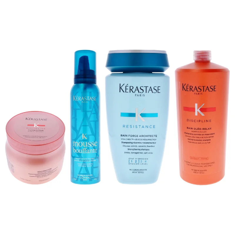 Curl extending cream-Kerastase Discipline Kit by Kerastase for Unisex - 3 Pc Kit 34oz Discipline Bain Oleo-Relax Shampoo, 5.1oz Discipline Keratine Thermique Smoothing Taming Milk Anti-Frizz, 16.9oz Discipline Maskeratine Smooth-in-Motion Masque