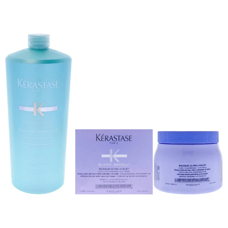 Scalp harmonizing toner-Kerastase Kerastase Specifique Bain Vital Dermo-Calm Shampoo and Blonde Absolu Ultra Violet Masque Kit by Kerastase for Unisex - 2 Pc Kit 34oz Shampoo, 16.9oz Masque