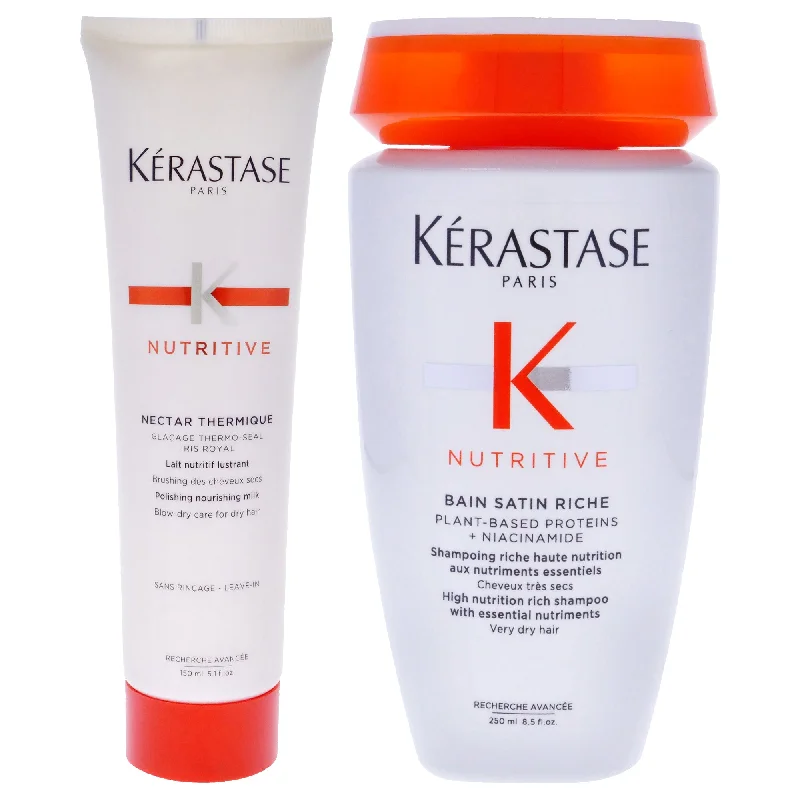 Frizz soothing mist-Kerastase Nutritive Kit by Kerastase for Unisex - 2 Pc Kit 8.5oz Nutritive High Nutrition Rich Shampoo, 5.1oz Nutritive Nectar Thermique - Medium to Thick