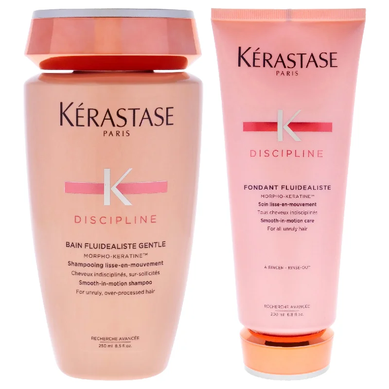 Curl reviving gel-Kerastase Discipline Kit by by Kerastase for Unisex - 2 Pc Kit 8.5oz Discipline Bain Fluidealiste No Sulfates Smooth-in-Motion Shampoo, 6.8oz Discipline Fondant Fluidealiste Smooth-in-Motion Care