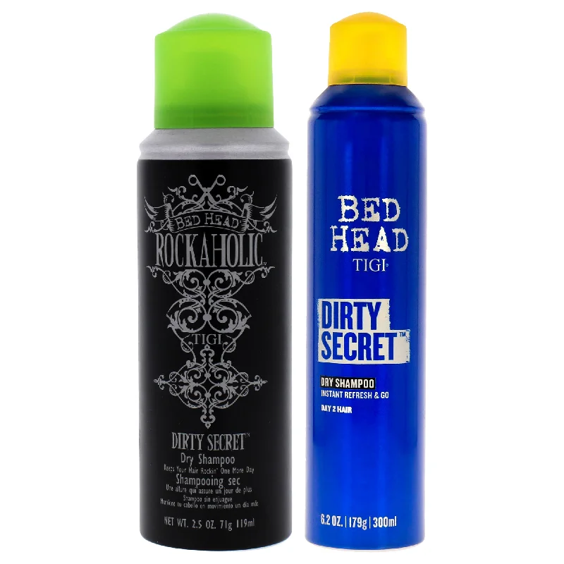 Hydrating rinse-Tigi Bed Head Dirty Secret and Rockaholic Dirty Secret Dry Shampoo Kit by TIGI for Unisex - 2 Pc Kit 6.2oz Dry Shampoo, 2.5oz Shampoo