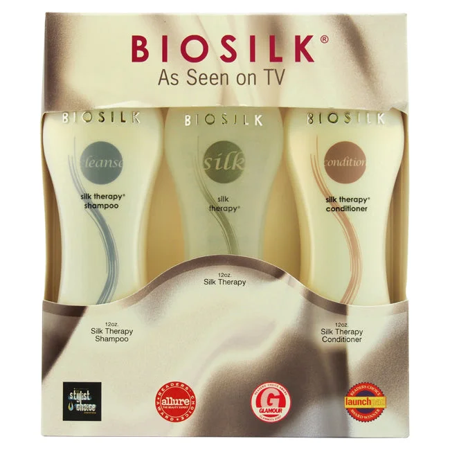 Shaping gel-BioSilk Silk Therapy Trio by Biosilk for Unisex - 3 Pc Set 12oz Biosilk Therapy Shampoo, 12oz Biosilk Therapy Conditioner, 12oz Biosilk Therapy Serum