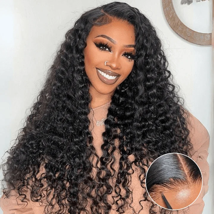 real person hair ring birthday weave-Tuneful 6x4 Pre-Styled Lace Ready To Wear Glueless Water Wave Human Hair Wigs