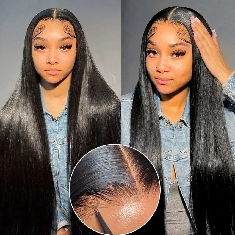 real person hair ring family twist-Tuneful Ready To Wear Glueless 6x4 Pre-Bleached Pre-Cut Pre-Plucked Lace 13x6 Lace Front Human Hair Straight Wigs