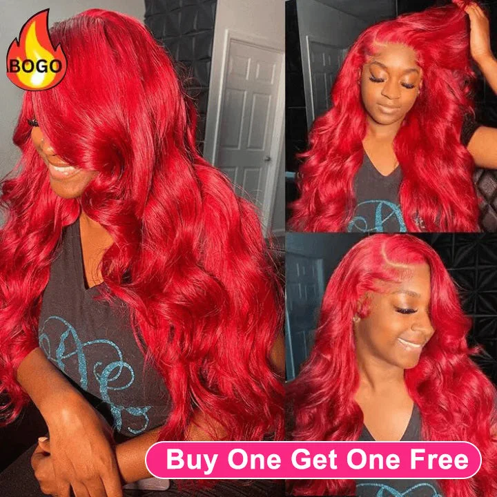 real person hair ring housewarming pattern-Tuneful Red Color 13x6 Lace Front Human Hair Wigs Bogo Deal