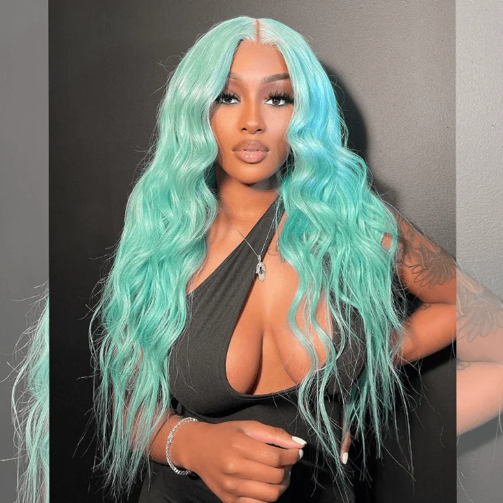 real person hair ring luxury weave-Tuneful Special Customise Baby Blue Colored 13x4 13x6 Lace Front Human Hair 613 Frontal Wigs 210% Density