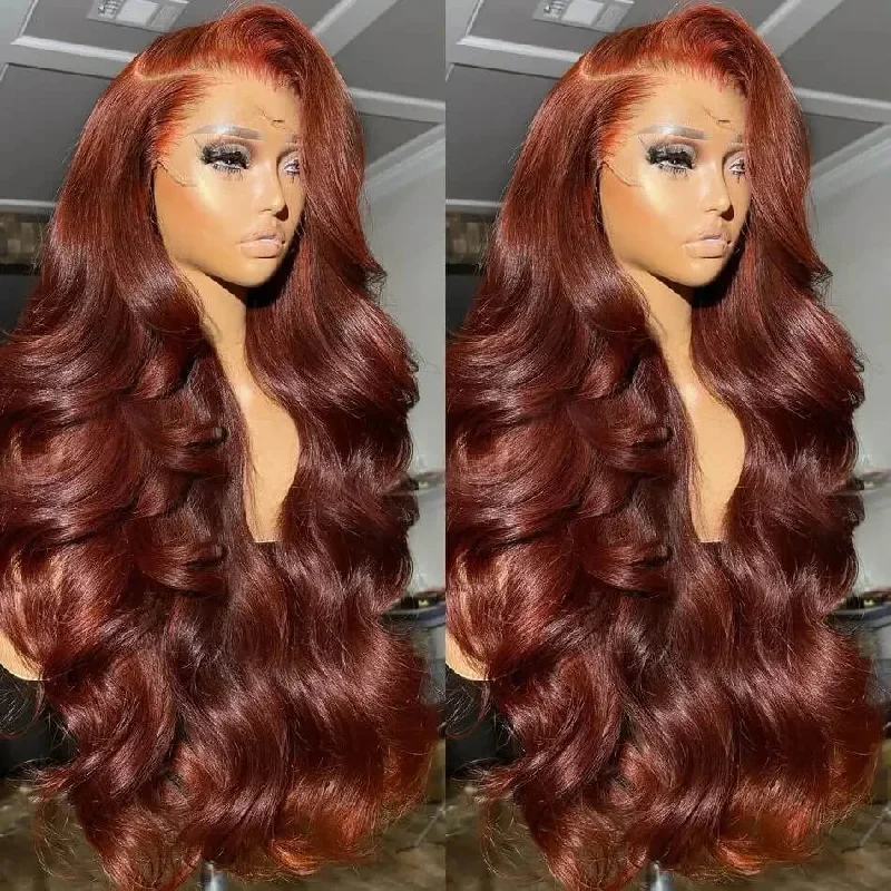 real person hair ring groomsman twist-Tuneful Super Deal #33 Reddish Brown Colored 13x4 Lace Front Human Hair Wigs Ekane Recommend