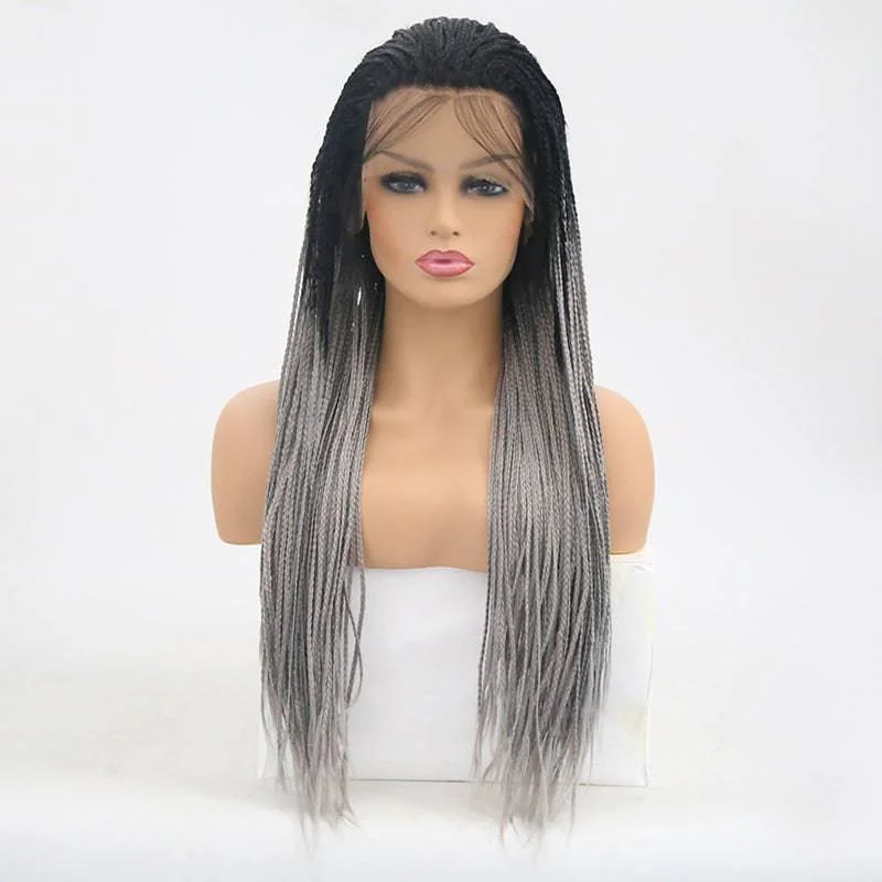 Synthetic wigs with pointed ends-VIP - Synthetic Lace Front Wig Braided