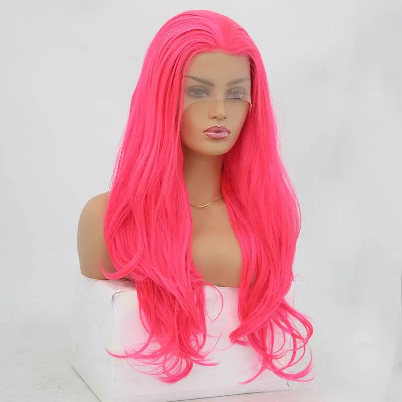 Synthetic wigs for outdoor dinners-VIP - Synthetic Lace Front Wig Neon Pink