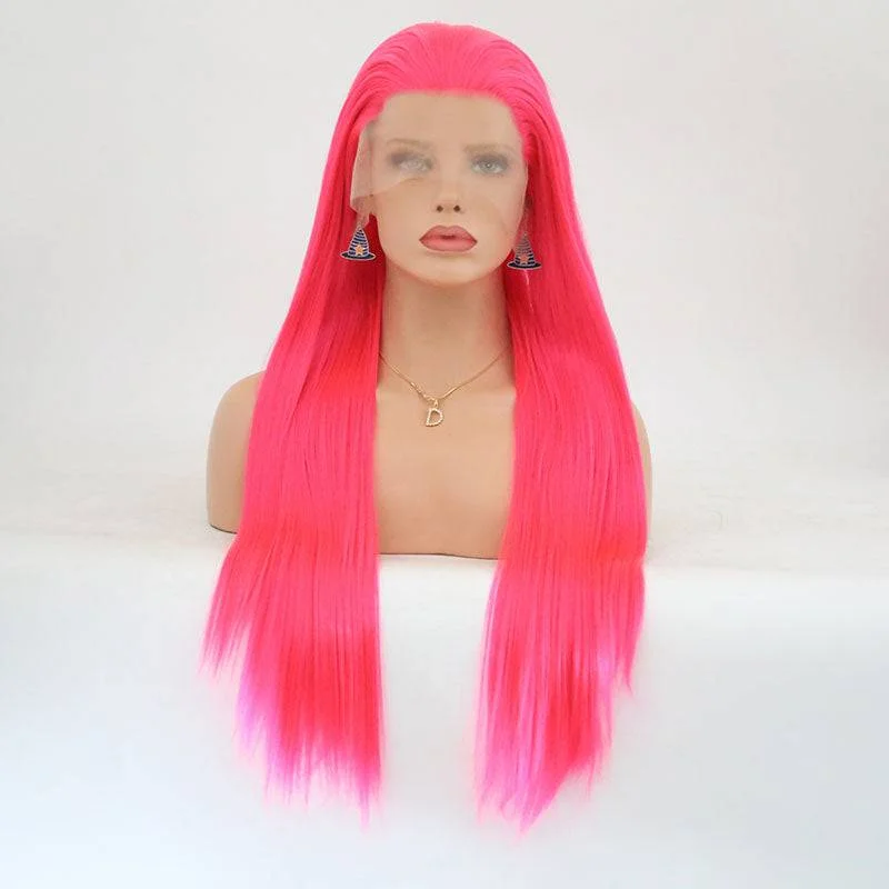 Synthetic wigs with deep part-VIP - Synthetic Lace Front Wig Pink